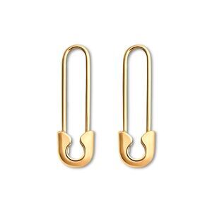 14K Real Gold Safety Pin Earrings | Minimalist Earrings By Tehrani Jewelry